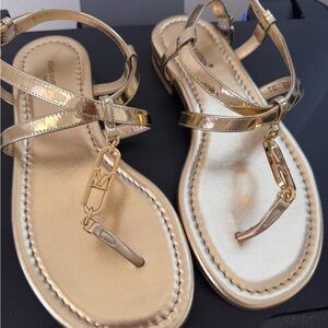 Gold Sandals with Chain Detail